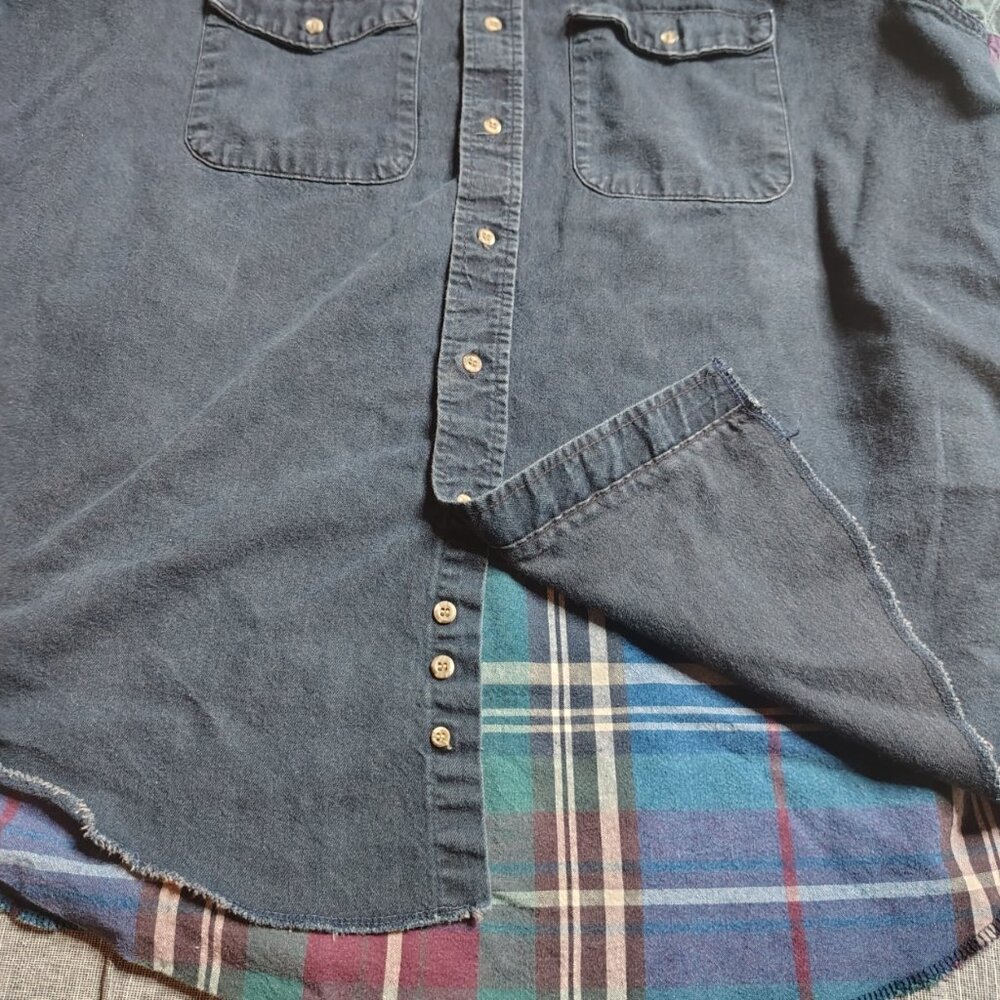 Vintage Wrangler Shirt Mens Long Tail Western Pearl Snap Brushpopper Patchwork - Picture 13 of 13
